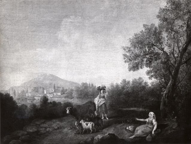 Perotti, Mario — Zuccarelli Francesco - sec. XVIII - Paesaggio con figure e animali — insieme